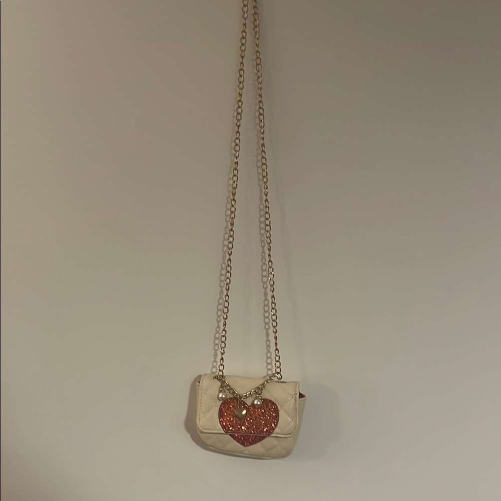 Cream Quilted Heart Chain Bag